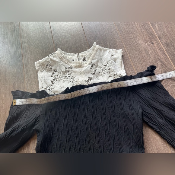 The Kooples lace collar compression knit romantic cold shoulder mini dress - Picture 8 of 16